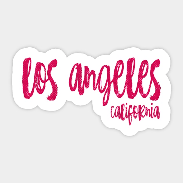 Los Angeles California - CA State Paint Brush Retro Red/Pink College Typography Sticker by thepatriotshop